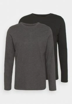 Pier One 2 PACK - Langarmshirt - Dark Grey/black -Pier One Verkaufsgeschäft 007c88127656457c8f19869283e98031