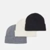 Pier One 3 PACK UNISEX - Mütze - Black/grey/white