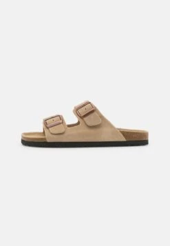 Pier One LEATHER UNISEX - Pantolette Flach - Beige