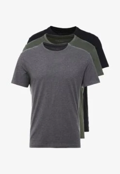 Pier One 3 PACK - T-Shirt Basic - Black/grey/green -Pier One Verkaufsgeschäft df840033a7f04afda15f16c48ba7762b